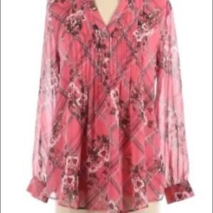 NWT Charter Club Pink Floral Blouse Women's Size Medium Petite